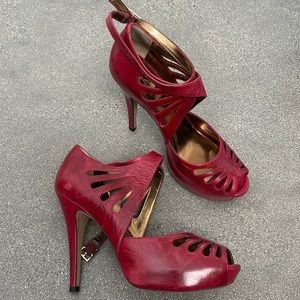 Red Platform Strappy Heels